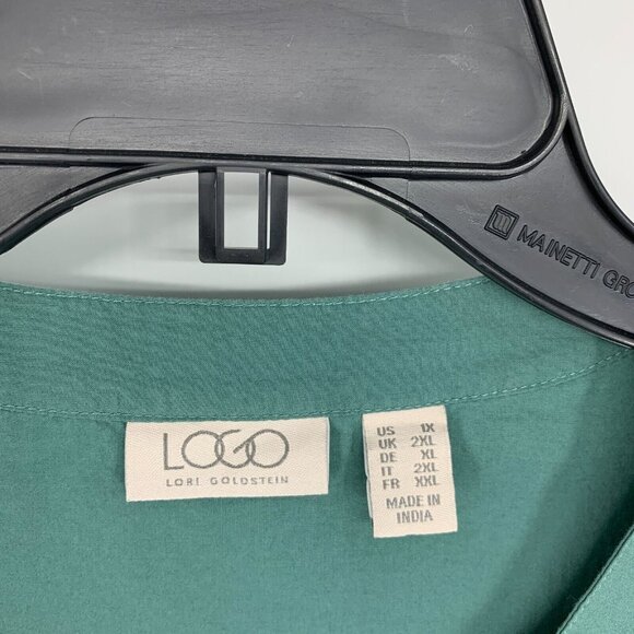 LOGO Lori Goldstein Top Button Front Tunic Roll Tab Waist Seam - Picture 5 of 12